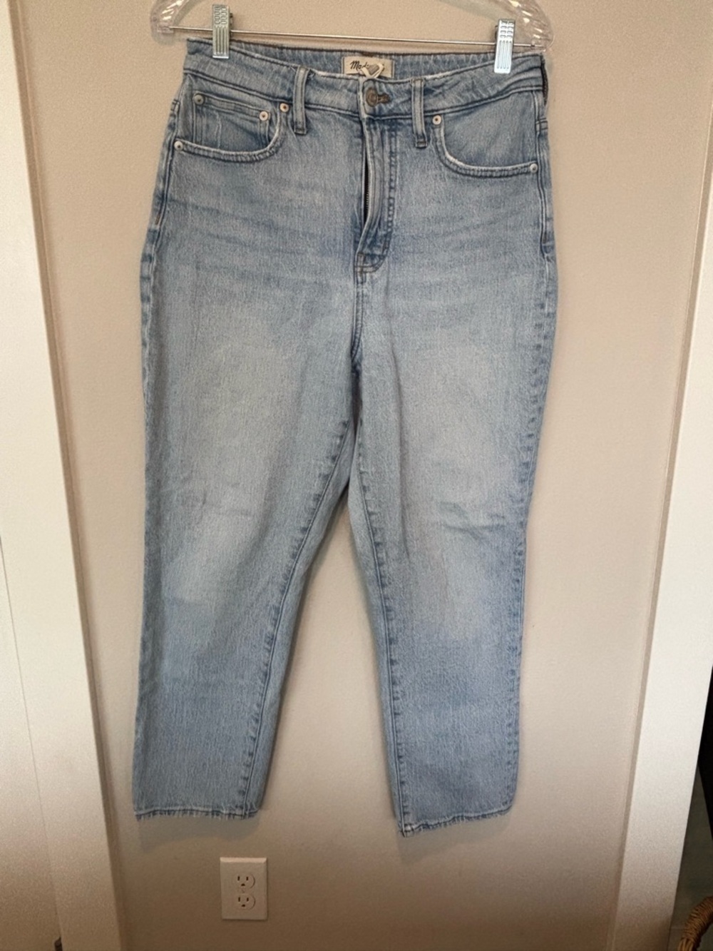 Madewell Washed Light Blue High-Rise Cropped Straight Jeans Curvy 037